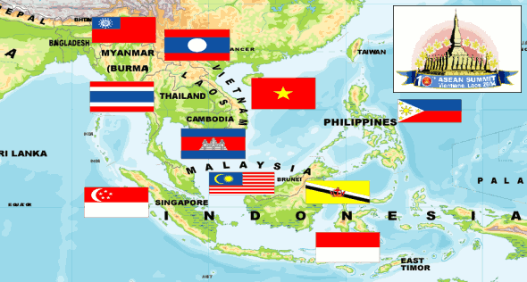 negara ASEAN pada peta